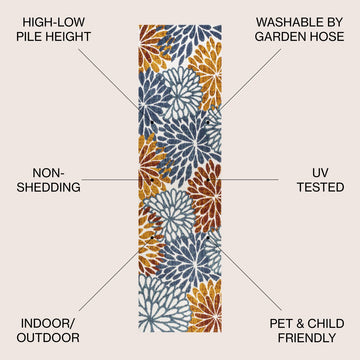 Crisantemo Floral High-low Indoor/outdoor Area Rug